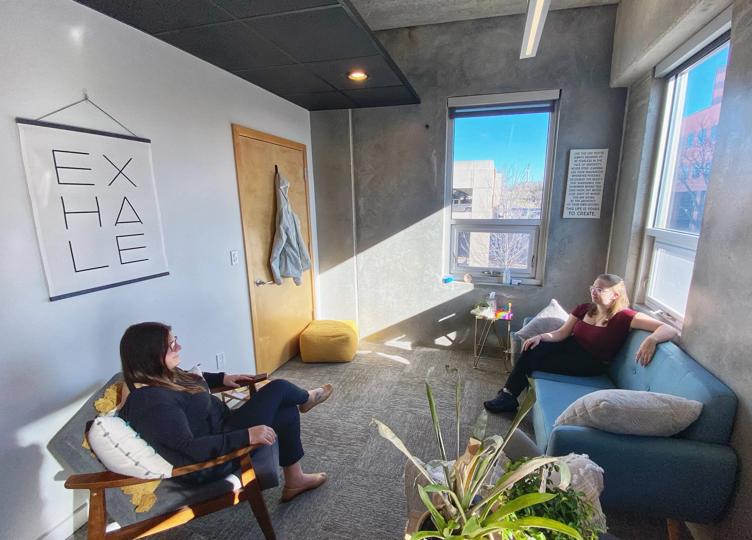 Seva clinicians in a counseling office used for couples therapy.